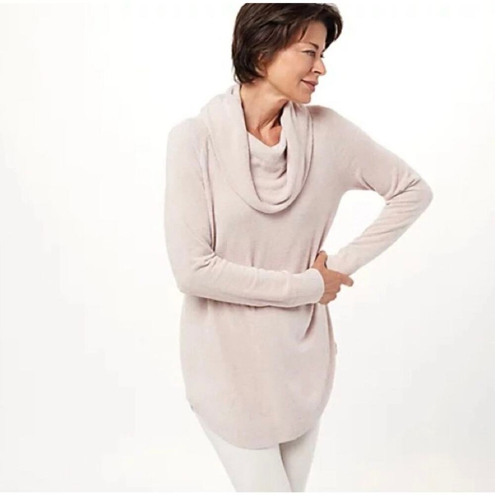 Barefoot Dreams CozyChic Ultra Lite Coastal Cowl Neck Tunic Sweater Womens Large